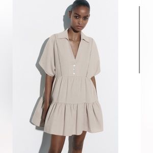 LACE TRIM LINEN BLEND MINI DRESS